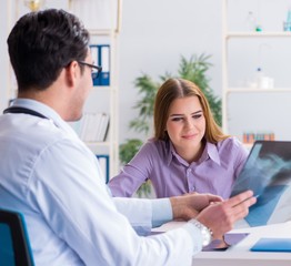 Doctor examining x-ray images of patient