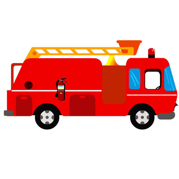 Fire Engine - Cartoon Vector Image