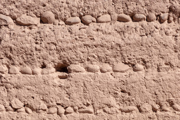 Brick wall from dry brown dirt stone typical for south America