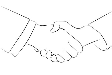 handshake contour vector illustration isolated