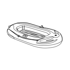 inflatable boat contour vector illustration