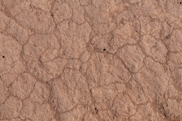 Dry earth with cracks on arid soil surface seen from above. Environmental signs of climate change and global warming