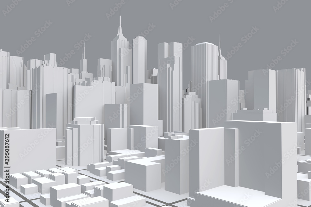 Poster 3d image render, aerial view of cityscape background. 3d rendering.