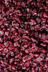 Background of dried cranberries closeup