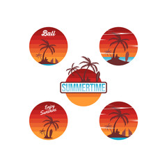 beach theme summer holiday sticker label set - 295088018