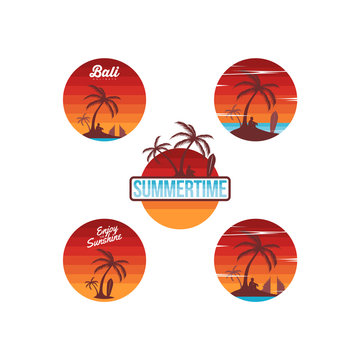 beach theme summer holiday sticker label set