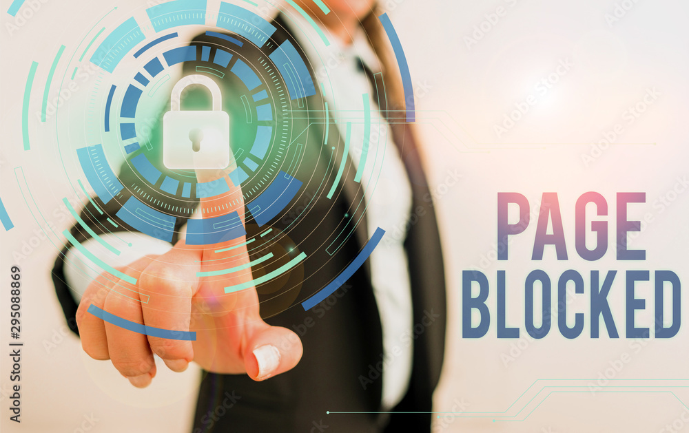 Aufkleber text sign showing page blocked. business photo text users are prevented from being accessed or used 