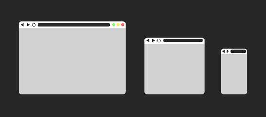 Set of Flat blank browser windows 