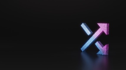 science glitter symbol of diagonal arrows  icon 3D rendering