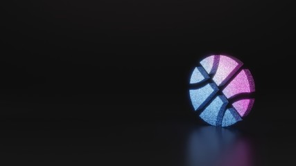 science glitter symbol of basketball ball icon 3D rendering