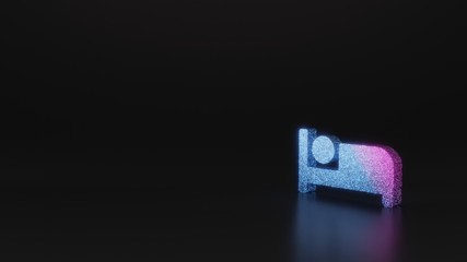 science glitter symbol of bed icon 3D rendering