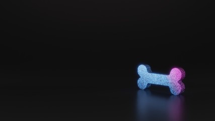science glitter symbol of bone icon 3D rendering