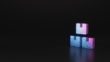 science glitter symbol of boxes icon 3D rendering