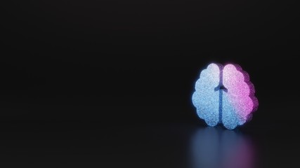 science glitter symbol of brain icon 3D rendering