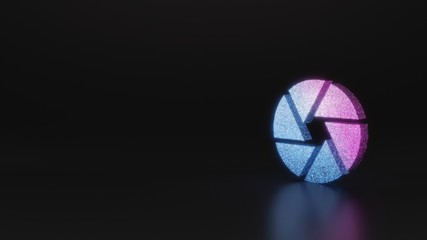science glitter symbol of camera aperture icon 3D rendering