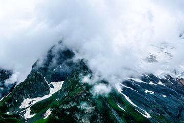 mountain landscape - mountains forest, rocks glaciers snow clouds, Dombay, Karachay-Cherkessia, Russia