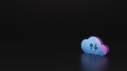 science glitter symbol of cloud transfer data icon 3D rendering