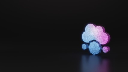 science glitter symbol of cloud meatball icon 3D rendering