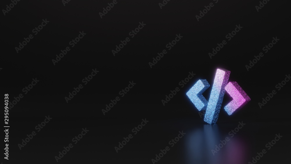 Poster science glitter symbol of code tag icon 3d rendering