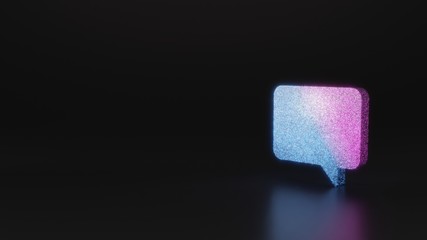 science glitter symbol of rectangular chat bubble icon 3D rendering