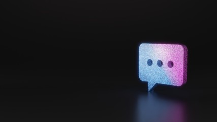 science glitter symbol of rounded chat bubble icon 3D rendering