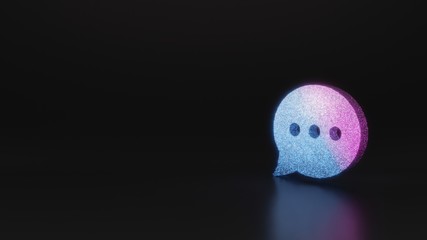 science glitter symbol of rounded chat bubble icon 3D rendering