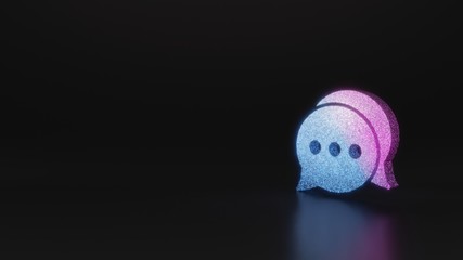 science glitter symbol of two rounded chat bubbles icon 3D rendering