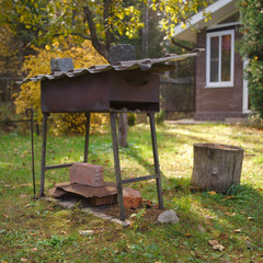 Barbecue rusty metal grill