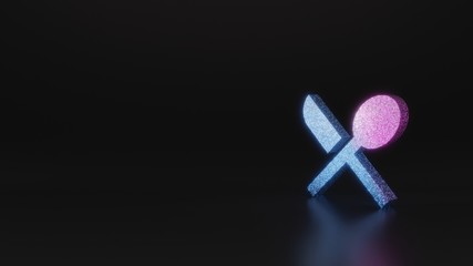 science glitter symbol of cutlery  icon 3D rendering