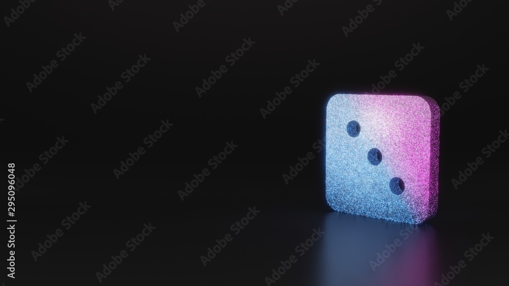 Poster science glitter symbol of dice three icon 3d rendering