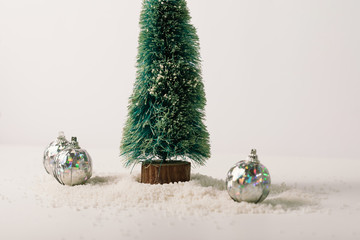 Christmas tree on bright background