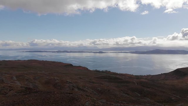 Scotland Highlands Aerial View Over Sound Of Ramsay Isle Of Skye Slopes Of The Storr Mountain Cine D