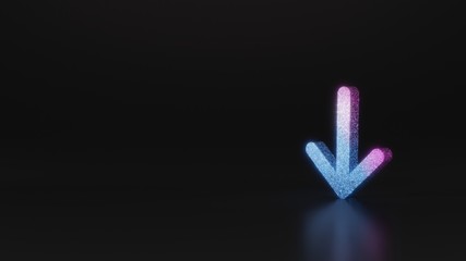 science glitter symbol of down arrow icon 3D rendering