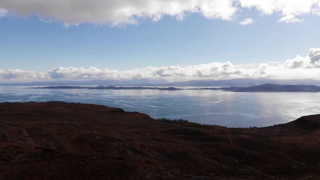 Scotland Highlands Aerial View Over Sound Of Ramsay Isle Of Skye Slopes Of The Storr Mountain