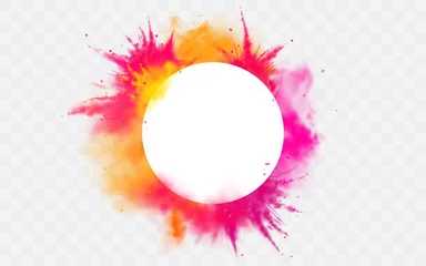 Poster Im Rahmen Color splash Holi powder paints round border isolated on transparent background colorful cloud or explosion, decorative vibrant dye for traditional indian festival Realistic 3d vector illustration © vectorpocket
