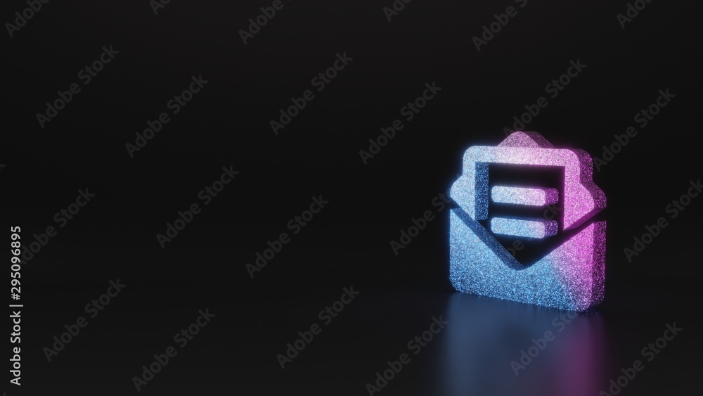 Poster science glitter symbol of envelope open text icon 3d rendering