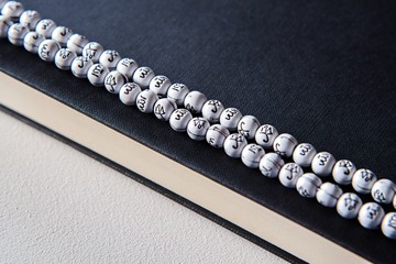 Prayer beads on Koran holy book of Muslims