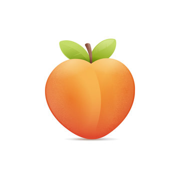 Peach Emoji Vector Illustration Isolated On White