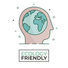 Ecology head icon - Ecology friendly - Editable stroke	
