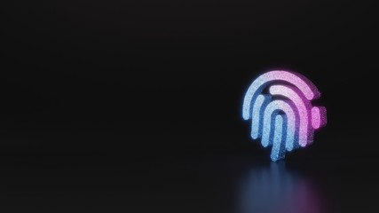 science glitter symbol of fingerprint icon 3D rendering