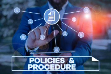 Handwriting text writing Policies And Procedure. Conceptual photo list of rules defines customer...