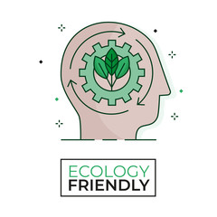 Ecology thinking icon - Ecology friendly - Editable stroke	