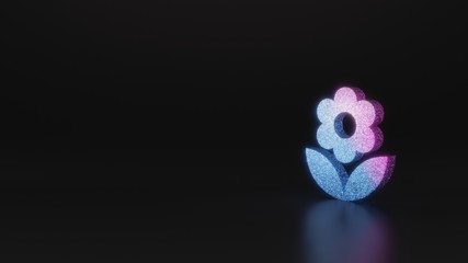 science glitter symbol of flower icon 3D rendering
