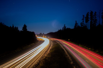 Fototapeta na wymiar Long Exposure Highway at Night