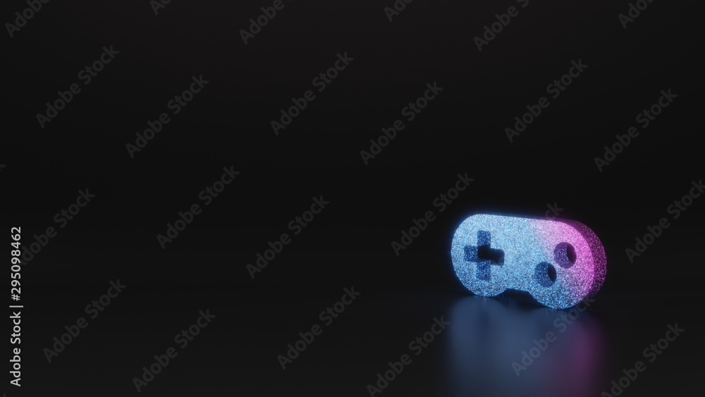 Poster science glitter symbol of gamepad icon 3d rendering