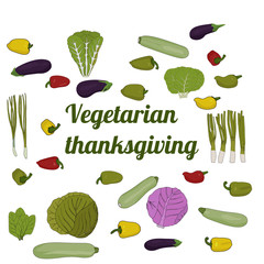 Vegetarian thanksgiving. Fresh green vegetables vector illustration.