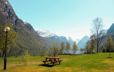 Picnic place on lake