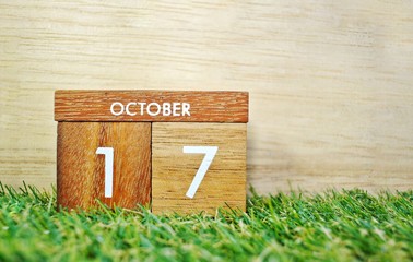 Wooden calendar on October 