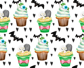 Cute halloween illustration. Seamless halloween pattern