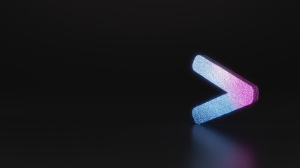 science glitter symbol of greater than icon 3D rendering